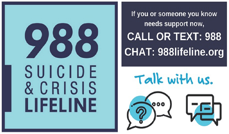 988 - Suicide Hotline - Call or Text